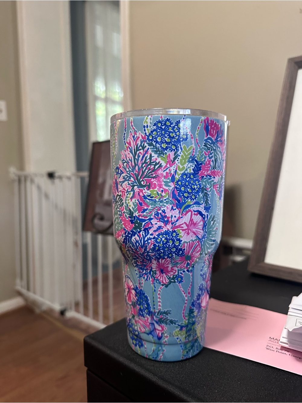 Lilly Pulitzer Floral Blue Pink Insulated Tumbler